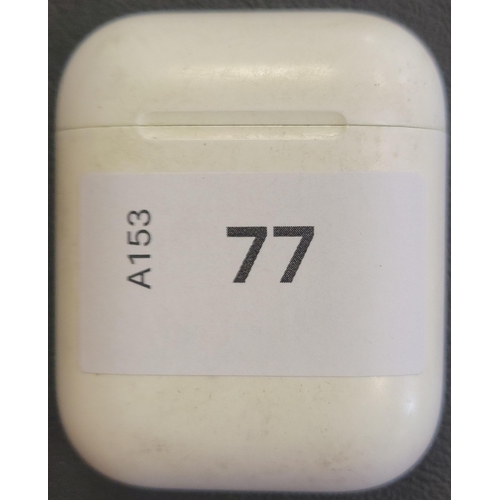 77 - PAIR OF APPLE AIRPODS 2ND GENERATION
in Lightning charging case
Note: Case is very dirty and stained