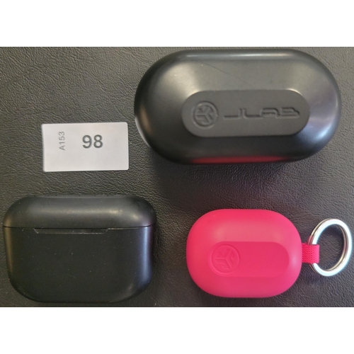 98 - THREE PAIRS OF JLAB EARBUDS
in charging cases