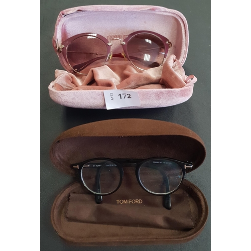 PAIR OF MIU MIU DESIGNER SUNGLASSES
in case; and a pair of Tom Ford designer glasses in case