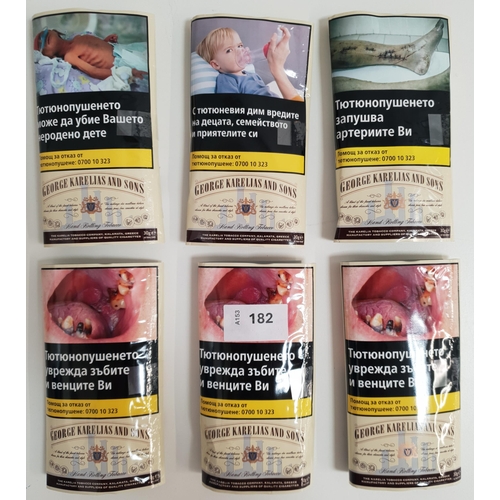 SIX PACKETS OF GEORGE KARELIAS AND SONS TOBACCO
30g each
Note: You must be over the age of 18 to bid on this lot.