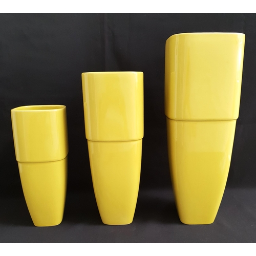 273 - SET OF THREE CONTEMPORARY SWEDISH MORSE VASES
of geometric form in lime green, the tallest with Mors... 