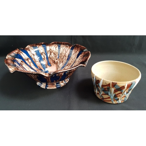 274 - SWEDISH ART POTTERY MID CENTURY SLIPWARE BOWL
with blue and brown mottled glaze, signed to base 1620... 