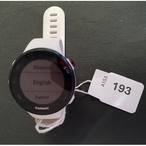 193 - GARMIN FORERUNNER 45 S
S/N 65V078385. Wiped
Note: It is the buyer's responsibility to make all neces... 