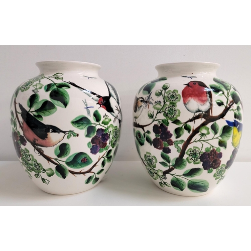 282 - PAIR OF SCOTTISH HAND PAINTED VASES BY ANGELA GLOVER 
signed Artfire and Angela glover to base and s... 