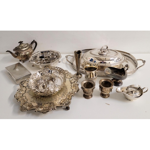 252 - LARGE ASSORTMENT OF SILVER PLATED WARE
including wine coasters, cigarette box, Viners of Sheffield u... 