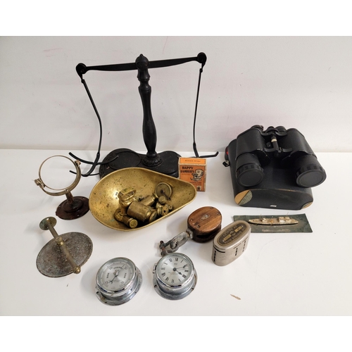 388 - SELECTION OF COLLECTIBLES
including Grampian Binoculars in case, set of iron salter scales with bras... 