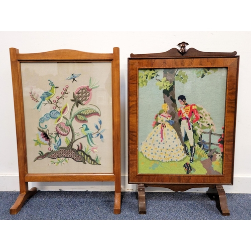 612 - TWO VINTAGE FIRESCREENS
with glazed woolwork panels, each measuring 51 x 78 cm (2)