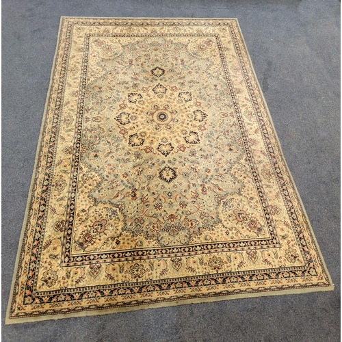 639 - LARGE WOOLLEN 'LANA BERGAMO' RUG
on cream ground with light blue detail, 290 x 200cm