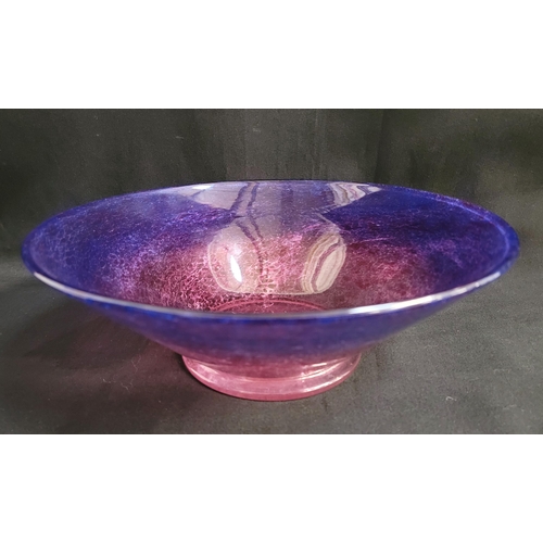 296 - MONART GLASS BOWL 
in mottled purple and amethyst tones, with Monart sticker to base reading 'IV AI ... 