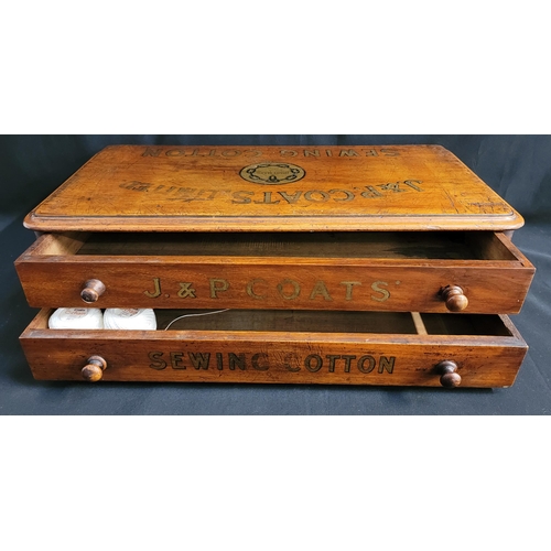 402 - LATE 19th/EARLY 20th CENTURY J. & P. COATS LIMITED SEWING COTTON ADVERTISING SHOP DISPLAY DRAWER UNI...