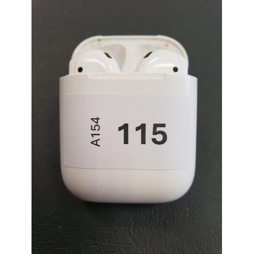 115 - PAIR OF APPLE AIRPODS 
in Lightning charging case
Note: Airpods model numbers not visible as too wor... 