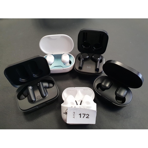 172 - FIVE PAIRS OF EARBUDS IN CHARGING CASES
comprising Belkin, Lenovo, Mi, Raycon and Air8