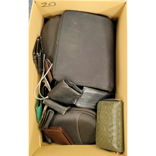 20 - ONE BOX OF PURSES, WALLETS AND PROTECTIVE CASES