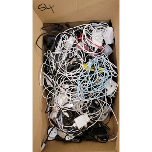 54 - ONE BOX OF CABLES AND CHARGERS
Including two power banks