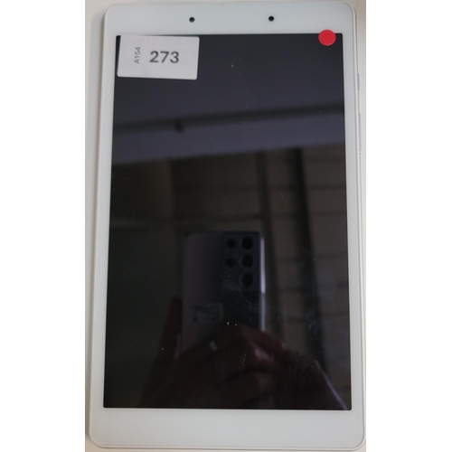 273 - SAMSUNG GALAXY TAB A
Model: SM-T290. S/N R9WNB14ZATJ. NOT Google Account Locked.  
Note: It is the b... 