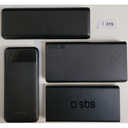 315 - SELECTION OF FOUR POWERBANKS
including Charmast and Anker (4)