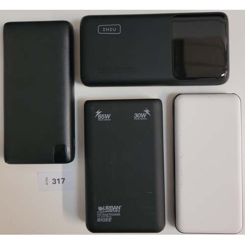 317 - SELECTION OF FOUR POWERBANKS
including Inui and Urban Factory (4)