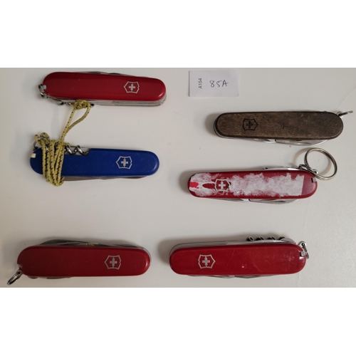 85A - SIX VICTORINOX SWISS ARMY KNIVES
of various sizes and designs
Note: You must be over the age of 18 t... 