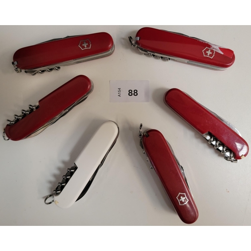 88 - SIX VICTORINOX SWISS ARMY KNIVES
of various sizes and designs
Note: You must be over the age of 18 t... 