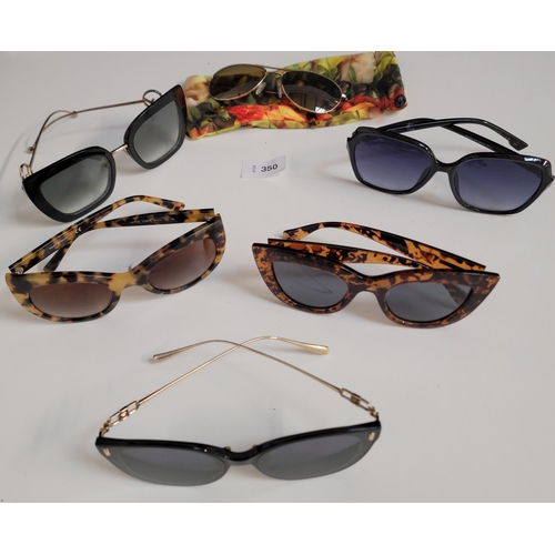 350 - SIX PAIRS OF DESIGNER SUNGLASSES
comprising Meller, Tory Burch, Fendi, Guess, Bolon and Maui Jim
Not... 