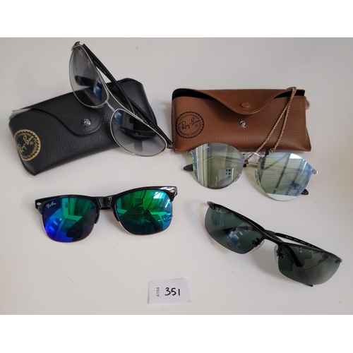 351 - FOUR PAIRS OF RAY-BAN SUNGLASSES
two with cases