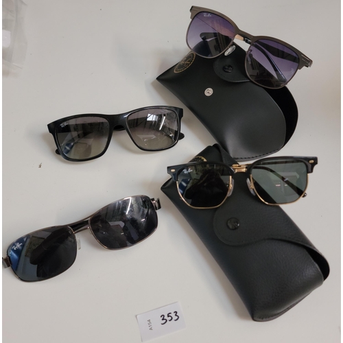 353 - FOUR PAIRS OF RAY-BAN SUNGLASSES
two with cases