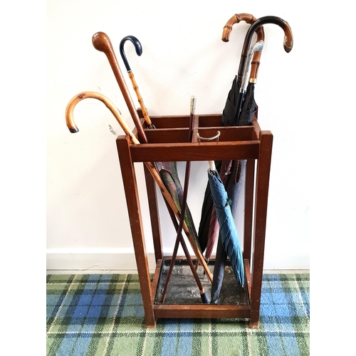 422 - SELECTION OF VINTAGE UMBRELLAS, SWAGGER STICKS AND WALKING STICKS
including silver topped black umbr... 