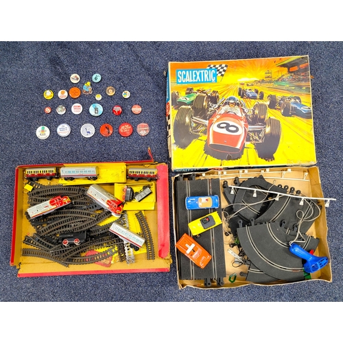 536 - SCALEXTRIC U31 SET
with cars and track in box, a Fleishmann HO Train set including Santa Fe tin trai... 