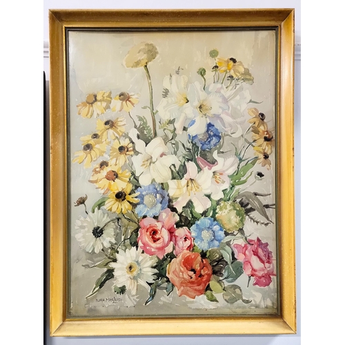 572 - FLORA MACLEOD (SCOTTISH 1907-?)
Still Life of Flowers, watercolour on paper, signed glazed and frame... 