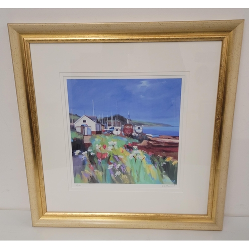 600 - K LITTLEFIELD 
Lamlash Summer, limited edition print 2/100, signed, 30 x 30cm (frame size 56 x 53cm ... 