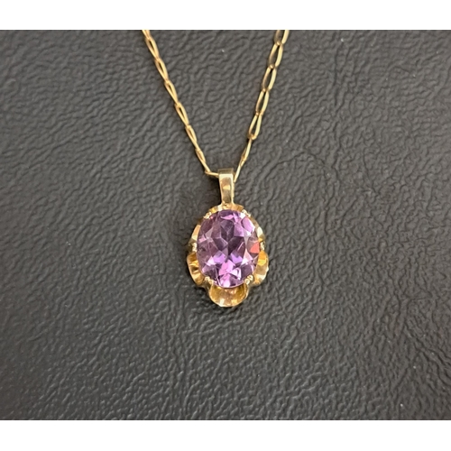 81 - AMETHYST SINGLE STONE PENDANT
the oval cut amethyst approximately 2cts in nine carat gold mount and ... 