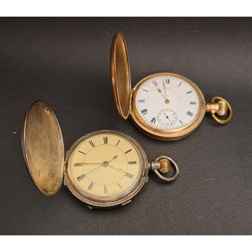 139 - SILVER CASED FULL HUNTER POCKET WATCH
the dial with Roman numerals; and a gold plated pocket watch, ... 