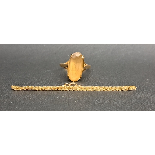 151 - CITRINE SINGLE STONE RING
on eighteen carat gold shank, ring size M and 2.5 grams; together with a f... 