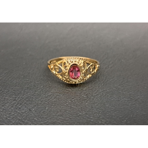 229 - PINK TOPAZ SINGLE STONE RING
the bezel set oval cut pink topaz approximately 0.35cts, on nine carat ... 