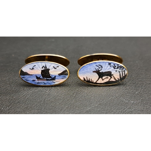 19 - PAIR OF NORWEGIAN SILVER GILT AND ENAMEL CUFFLINKS
by David Andersen, each cufflink decorated with a... 