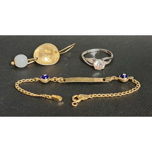 129 - SMALL SELECTION OF GOLD JEWELLERY
comprising a CZ set ring in nine carat white gold, ring size O and... 