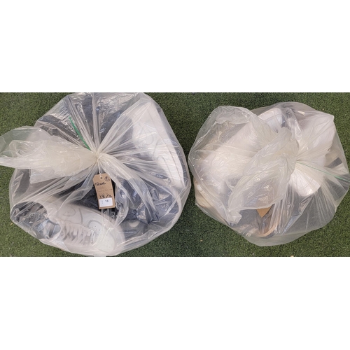 18 - TWO BAGS OF SHOES AND BOOTS 
including: Navy Adidas Trainers - Size 6, White Nike Air - Size 7