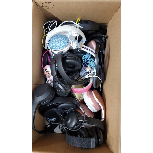 53 - ONE BOX OF HEADPHONES
including: in-ear and on-ear