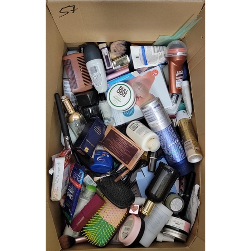 57 - ONE BOX OF TOILETRIES AND COSMETICS
including: Hugo Boss, Mabelline, Charlotte Tilburry, Este Lauder... 