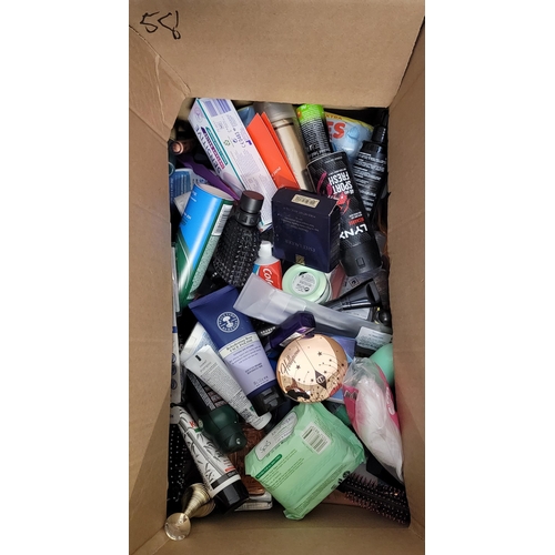 58 - ONE BOX OF TOILETRIES AND COSMETICS
including: Rimmel London, Neal's Yard, Este Lauder, Elemis, No. ... 