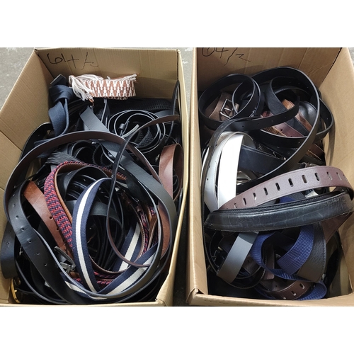 64 - TWO BOXES OF LADIES AND GENTS BELTS