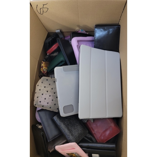 65 - ONE BOX OF PURSES AND PROTECTIVE CASES
including: both branded and unbranded purses, cases for phone... 