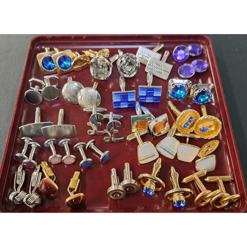 93 - SELECTION OF TWENTY-THREE PAIRS OF CUFFLINKS
of various designs including stone and paste set exampl... 