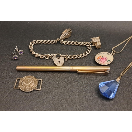 213 - SELECTION OF SILVER JEWELLERY
including a charm bracelet with an articulated ark charm, another and ... 