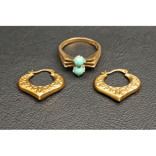 219 - TURQUOISE SET DRESS RING
in nine carat gold, Birmingham hallmarks for 1973, ring size M-N and approx... 