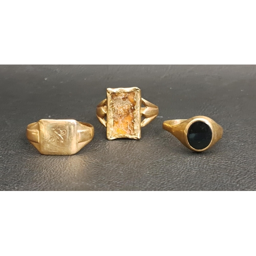 225 - THREE NINE CARAT GOLD RINGS
all with damage, total weight approximately 8.1 grams