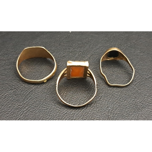 225 - THREE NINE CARAT GOLD RINGS
all with damage, total weight approximately 8.1 grams