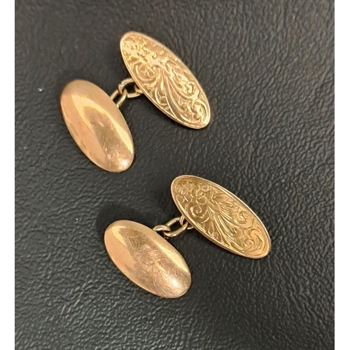 6 - PAIR OF NINE CARAT GOLD CUFFLINKS
with foliate detail, approximately 5 grams