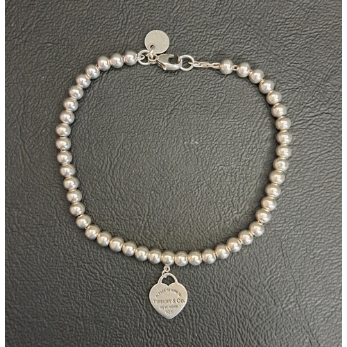 30 - TIFFANY & CO. SILVER HEART TAG BEAD BRACELET
17.8cm long