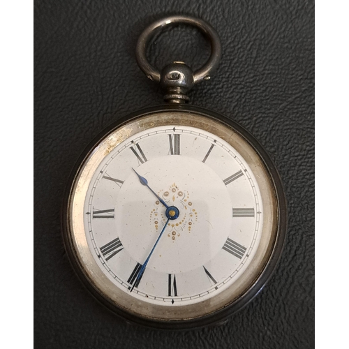 96 - VICOTIAN SILVER WATCH
the white enamel dial with Roman numerals, London hallmarks for 1880, the case... 